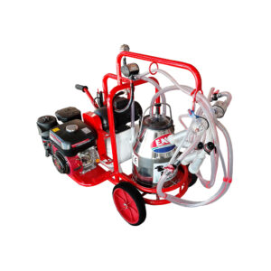 SM750KK Benzin Motor, Mobile Doppel Ziegen Melkanlage mit 30l Edelstahl Eimer, trocken
