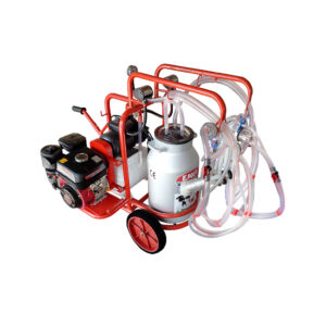 SM250KK Benzin Motor, Mobile Vierfach Ziegen Melkanlage mit 40l Aluminium Eimer, trocken
