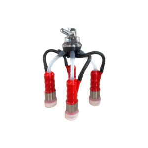 Cluster with 160 ccm cow claw, long silicone Alpha type liner and red plastic teat cup shell, Ø 17 mm