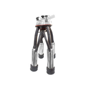 Melkzeug mit 340 ccm Kuhklaue, langem Gummieinsatz und Melkbechergehäuse aus Edelstahl, Ø 27 mm